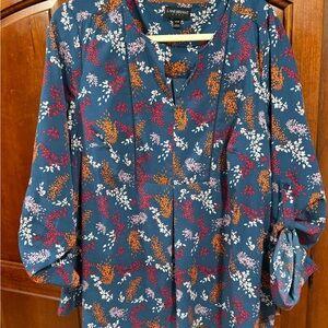 Lane Bryant Women's Teal Blue Floral Top